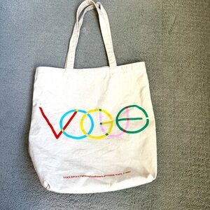 Vogue Cream Canvas Tote with Colorful Logo